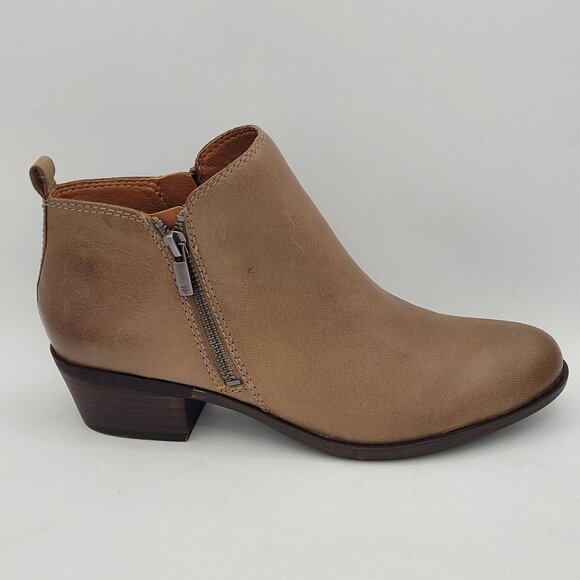 Lucky Brand Basel Women's 8.5 Ankle Boots Booties Leather Zip Light Brown - Picture 4 of 12